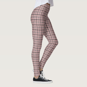 Rose Pink Black Plaid Classic Pattern Leggings