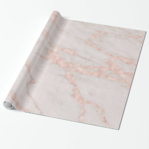 Rose Pink Blush Glitter Marble Glossy Wrapping Paper