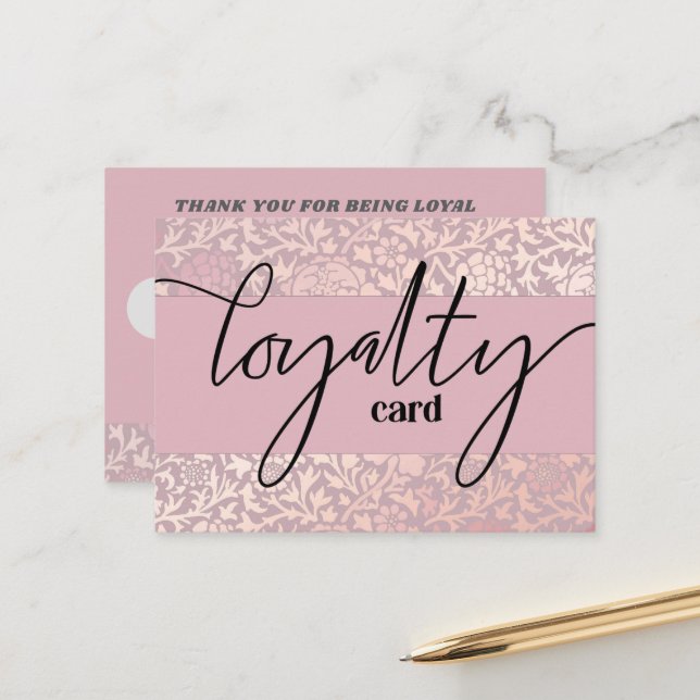 Rose Pink Blush Modern Loyalty Card (Front/Back In Situ)