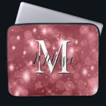 Rose Pink Bokeh Modern Monogram Sparkle Laptop Sleeve<br><div class="desc">This laptop sleeve case has a background of rose pink bokeh sparkle. Simple and contemporary. Complete it with a personalised monogram and name. Created by Simply Farmhouse Press.</div>