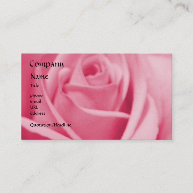 Rose - Pink - business card template (Front)
