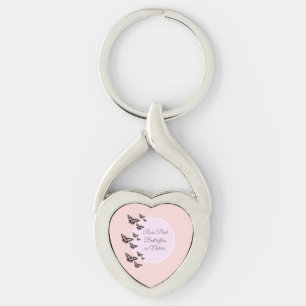Rose pink butterflies key ring