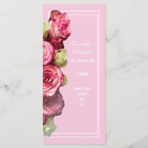 Rose pink church wedding program programme