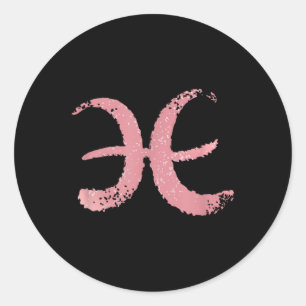 Rose-pink Coloured Pisces Zodiac Astrology Sign Classic Round Sticker
