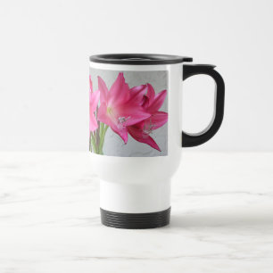 Rose-pink Crinum Lily No-Spill Travel Mug