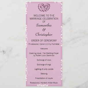 Rose Pink Damask Wedding Program Programme