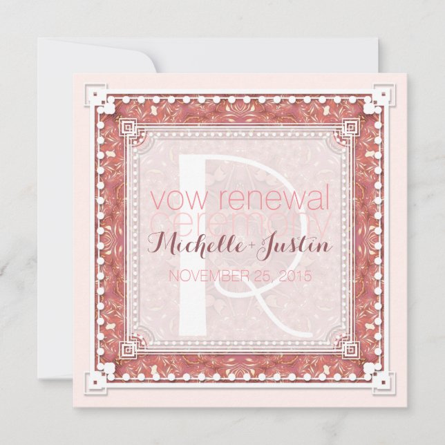 Rose Pink Deco Wedding Vow Renewal Invitation (Front)