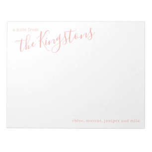 Rose Pink Family Name Script  Notepad