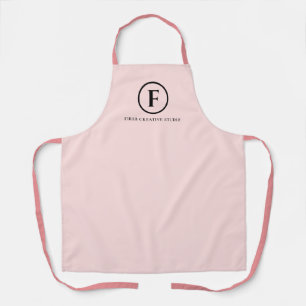 Rose Pink Feminine Minimal Girly Monogram Apron