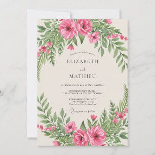 Rose Pink Fern Woodland Wedding Invitation