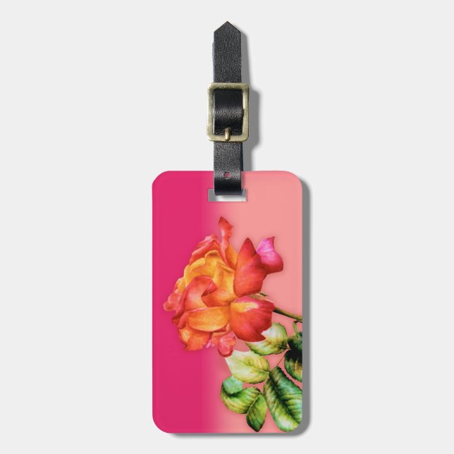 Rose pink fine art id luggage tag (Front Vertical)