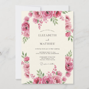 Rose Pink Floral Romance Wedding Invitation