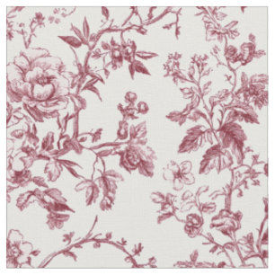 Rose Pink Floral Toile Pattern Fabric