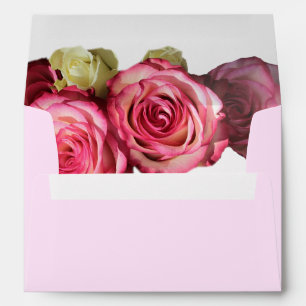 Rose pink floral wedding bouquet envelope