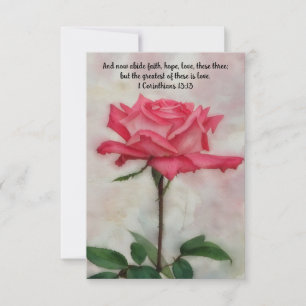 Rose Pink Flower Faith Bible Verse Note Card