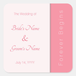 Rose Pink Forever Begins Elegant Modern Wedding Square Sticker