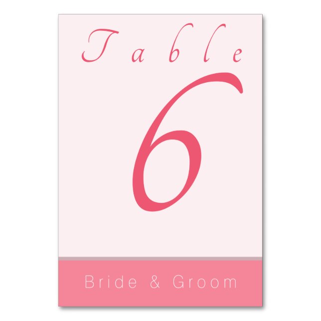Rose Pink Forever Begins Modern Vertical Wedding  Table Number (Front)