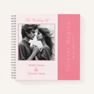 Rose Pink Forever Begins Photo Wedding Guest Book