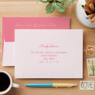 Rose Pink Forever Begins Simply Elegant Wedding Envelope