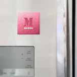 Rose pink geometric mesh pattern Monogram Magnet<br><div class="desc">Monogram Personalise with your custom initial and name. Rose pink gradient geometric mesh pattern triangles ombre. 
Triangle geometric mesh with cool ombre gradient design.</div>