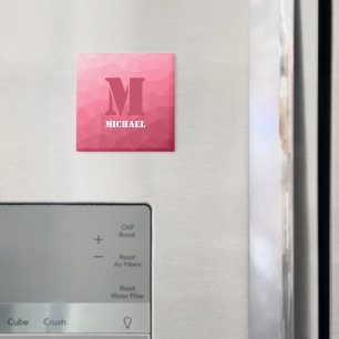 Rose pink geometric mesh pattern Monogram Magnet