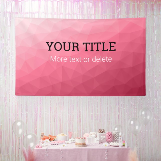 Rose pink geometric mesh Triangle custom text Banner (Party)