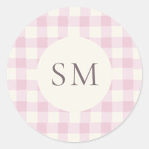 Rose Pink Gingham Personalised Monogram