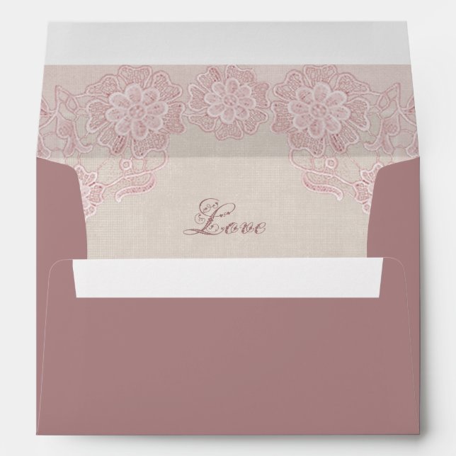 Rose Pink Glam Lace Plum-Coloured Envelopes (Back (Bottom))
