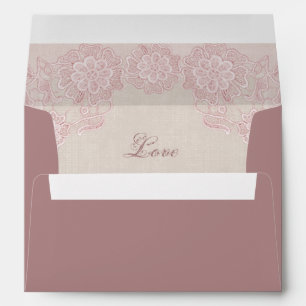 Rose Pink Glam Lace Plum-Coloured Envelopes