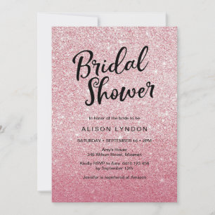 Rose pink glitter Bridal Shower Invitation