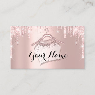 Rose Pink Glitter Cloth Closet Hanger Boutique QR  Business Card