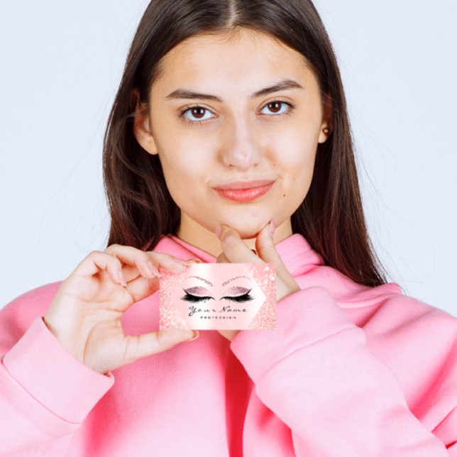 Rose Pink Glitter Makeup Artist Eyelash Brow VIP Business Card (Rose Pink Glitter Makeup Artist Eyelash Brow VIP Business Card)