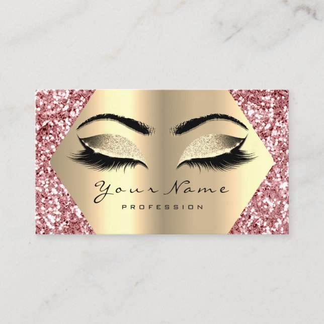 Rose Pink Glitter Makeup Artist Lashes Appointment Business Card (Front)