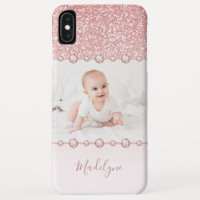 Rose Pink Glitter Rhinestone Name Photo
