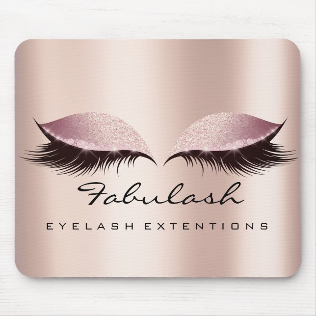 Rose Pink Glitter SPA Beauty Lashes Extension Skin Mouse Pad (Front)