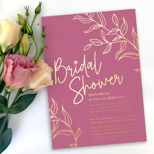 Rose pink gold branch of leaves bridal shower