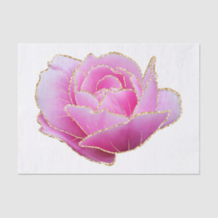 Rose Pink Gold Floral Watercolor Decoupage Tissue Paper