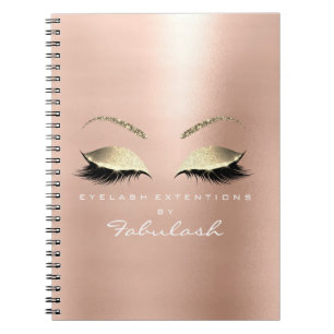 Rose Pink Gold Glitter Eyes Makeup Beauty White Spiral Notebook