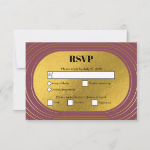 Rose Pink & Gold Modern Minimalist Arch Wedding  RSVP Card
