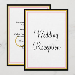 Rose Pink Gold Monogram Wedding Reception  Invitation