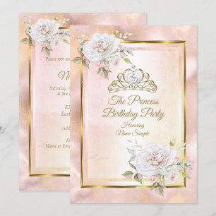 Rose Pink Gold Princess Birthday Party Invite