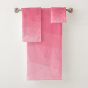 Rose pink gradient geometric mesh pattern bath towel set
