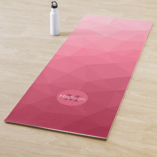 Rose pink Gradient Geometric Mesh Pattern Monogram Yoga Mat