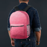 Rose pink gradient geometric mesh pattern printed backpack<br><div class="desc">Rose pink gradient geometric mesh pattern Printed Backpack. Cool fashion accessory bag for everyone. Rose pink Red Triangle geometric mesh with light to dark ombre gradient design.</div>
