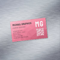 Rose pink gradient geometric mesh pattern QR code