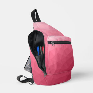 Rose pink gradient geometric mesh pattern sling bag