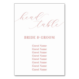 Rose Pink Head Table Wedding Seating Chart Number