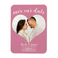 Rose Pink Heart Photo Wedding Save the Date