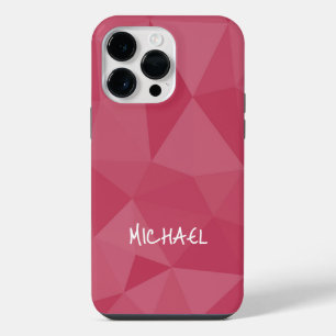 Rose pink light geometric mesh pattern Custom name iPhone 14 Pro Max Case
