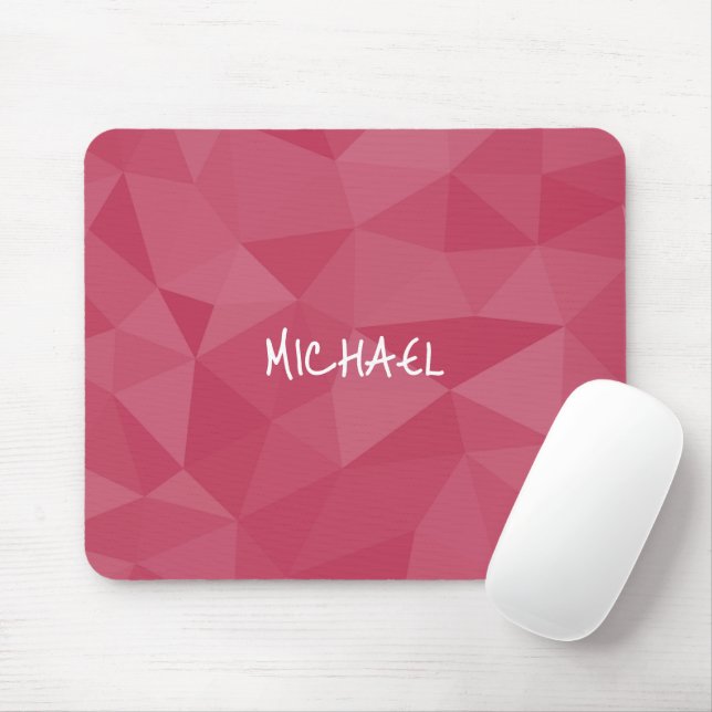Rose pink light geometric mesh pattern Custom name Mouse Pad (With Mouse)